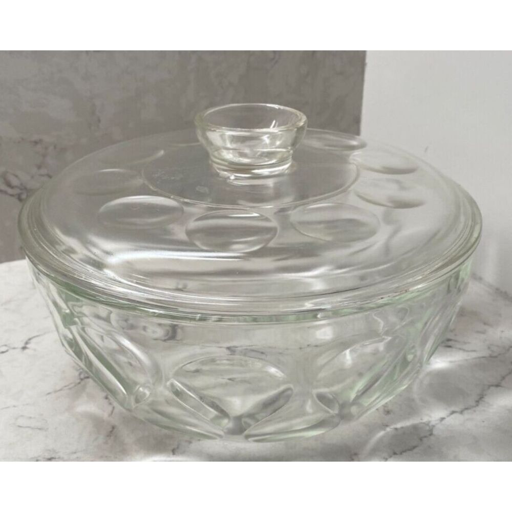 Vintage Pyrex Ovenware Sculptured‎ Optic-Teardrop Glass Casserole Dish with Lid